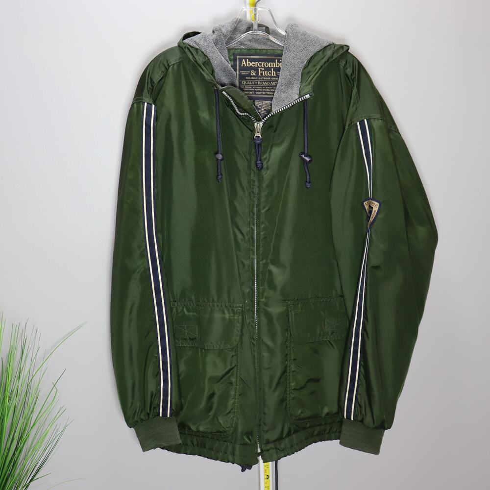 Abercrombie & Fitch Green Nylon Fleece‎ Lined Jacket Size M